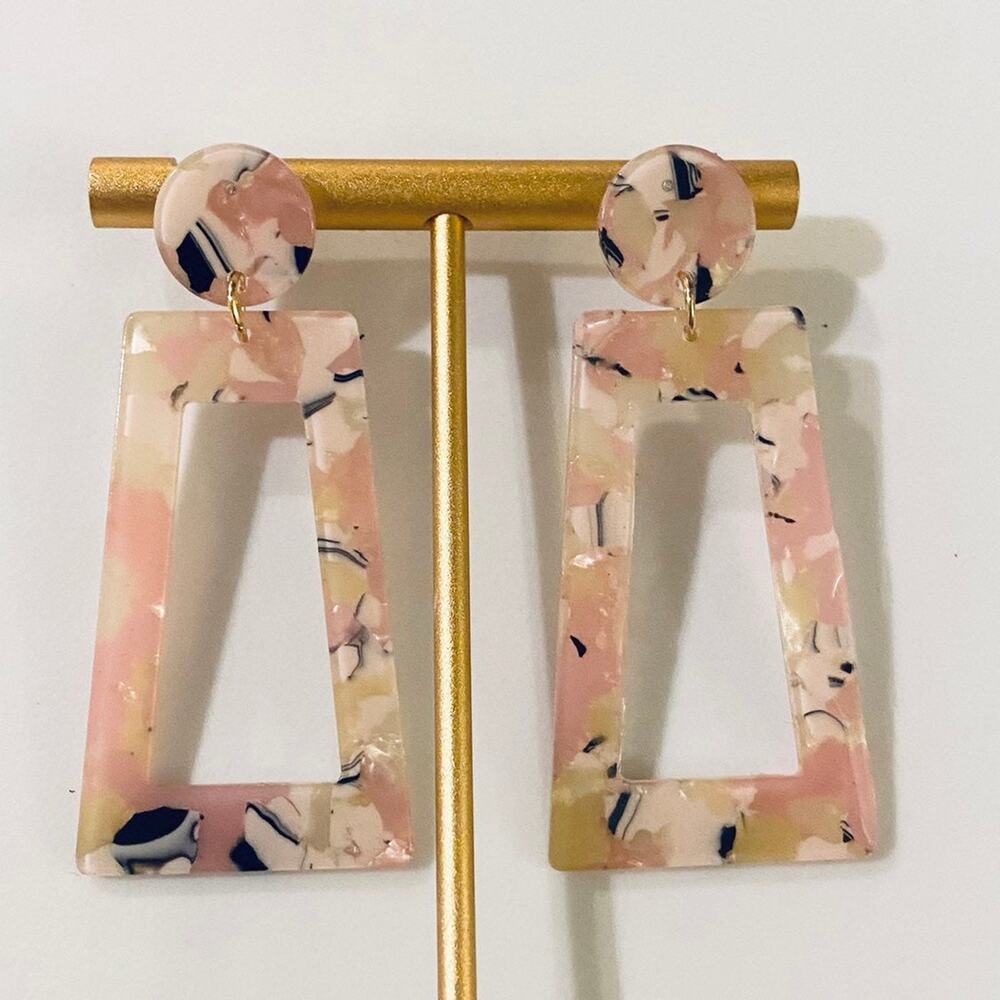 Acrylic Drop Style Earrings Pink